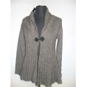 MAGLIA DONNA MANICA LUNGA MAGLIONE CARDIGAN MARRONE TG M