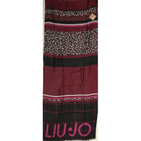 LIU JO SCIARPA FOULARD DONNA STAMPA MIX PRINT FONDO VINACCIO